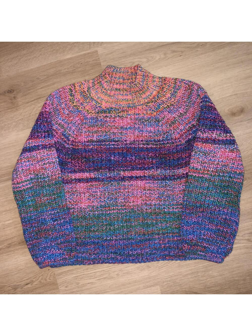VINTAGE GAP RAINBOW PINK BLUE MULTICOLOR KNIT CHUNKY SWEATER WOMENS SIZE MEDIUM